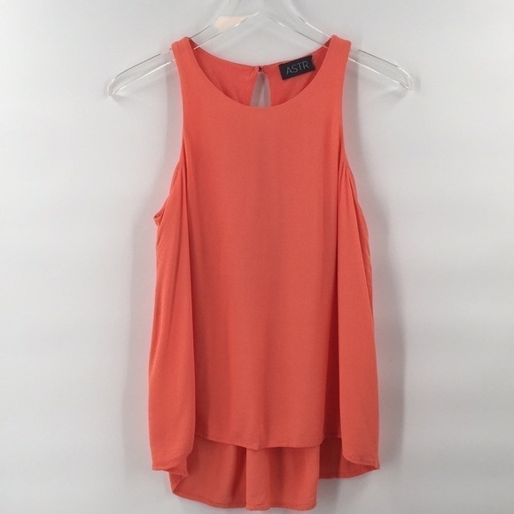 ASTR Peach Coral Pleat back Tank Top Swing Small - Picture 2 of 8